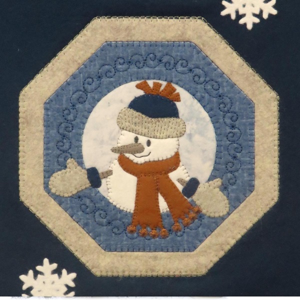 Snowman Trio Machine Embroidery Wall Hanging